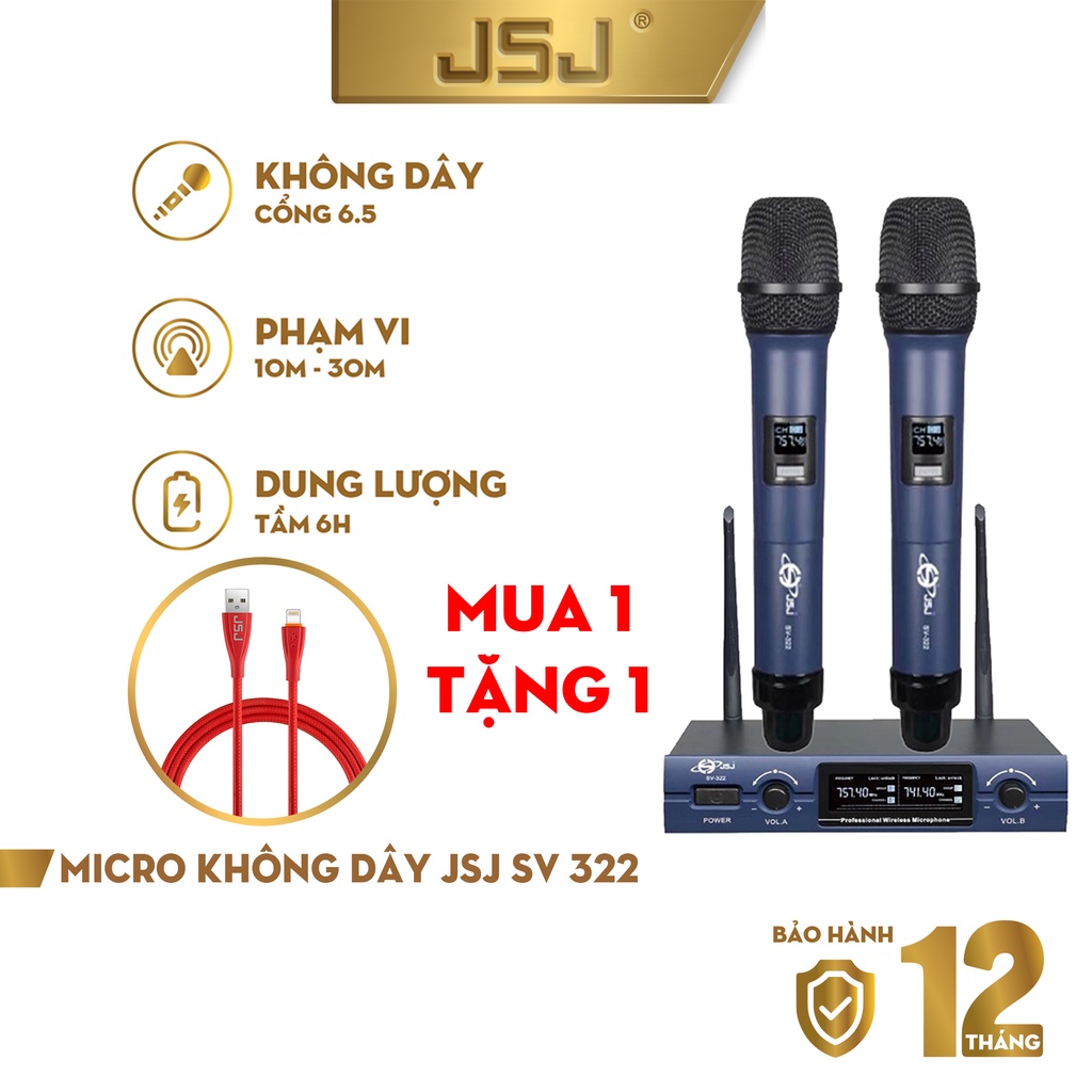 Mua 1 Tặng 1 Micro karaoke không dây cao cấp JSJ SV322 tích hợp màn hình thumbnail