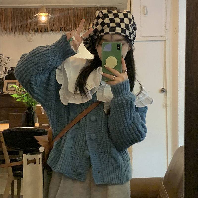 Áo Sweater Cổ Búp Bê Hai Lớp Dáng Rộng Dễ Phối Đồ