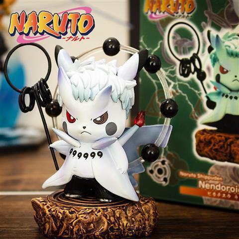 Mô hình trang trí bàn làm việc PVC cao cấp loại 1 - Fullbox hộp màu, Pikachu Naruto, Obito, Sasuke, Itachi