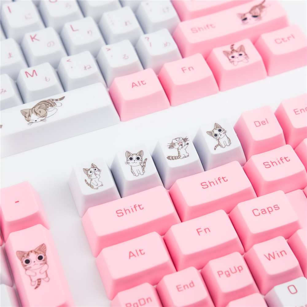 Set keycap mèo 131 keys  chất liệu thick PBT in Dyesub Cat đẹp cân nhiều layout 60;64;68;84;87;96;980;104;108,...