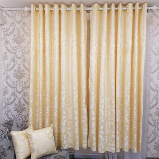 2 Rèm Cửa Sổ vải gấm cao cấp + 2 gối vuông cùng họa tiết 40cm x 40cm. Rèm 190x200 cm - Khoen Lỗ Cao Cấp R6-18