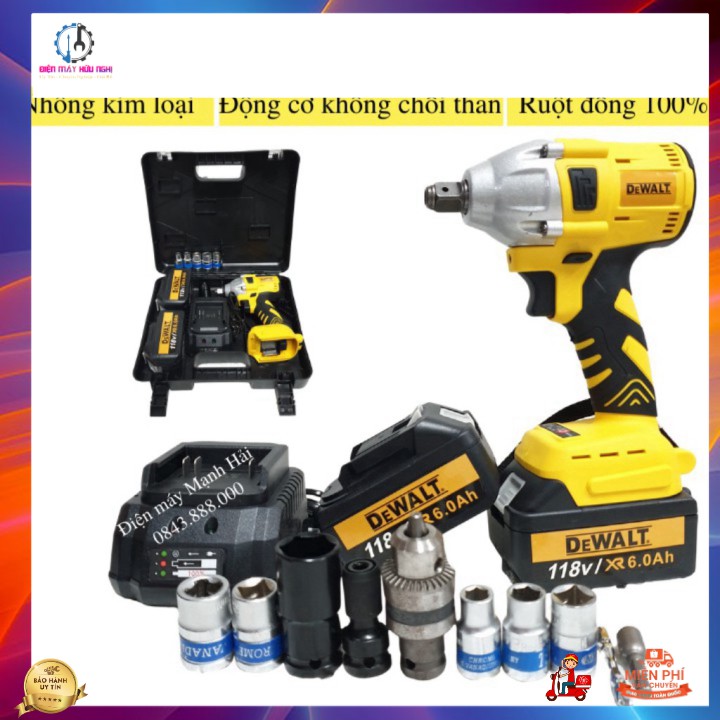 MÁY SIẾT BU LÔNG DEWALT 118V ĐỘNG CƠ KHÔNG CHỔI THAN TẶNG KỀM BỘ PHỤ KIỆN NHƯ HÌNH Cao Cấp