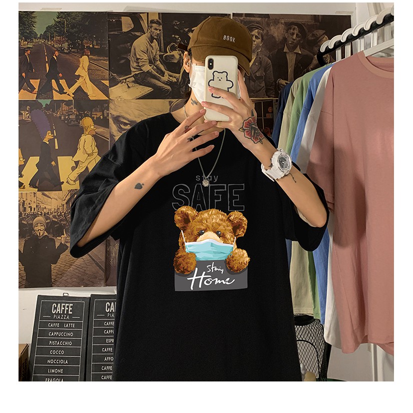 Áo Thun Nam Nữ Gấu Teddy Đeo Khẩu Trang hot nhất | BigBuy360 - bigbuy360.vn
