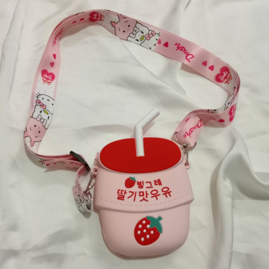 Túi Đeo Chéo Silicon Mini Cho Bé  Hình Hoa Quả Và Trà Sữa Cực Cute