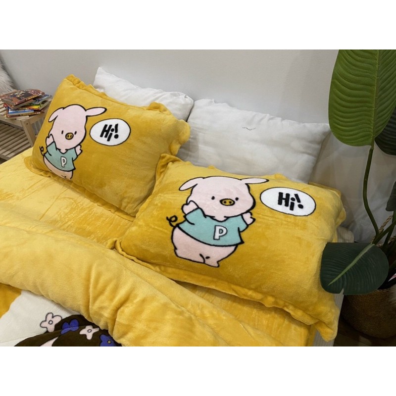 Sét bộ nỉ nhung 3D chăn thổi phao dày dặn cho mùa đông( miễn phí bo chun)