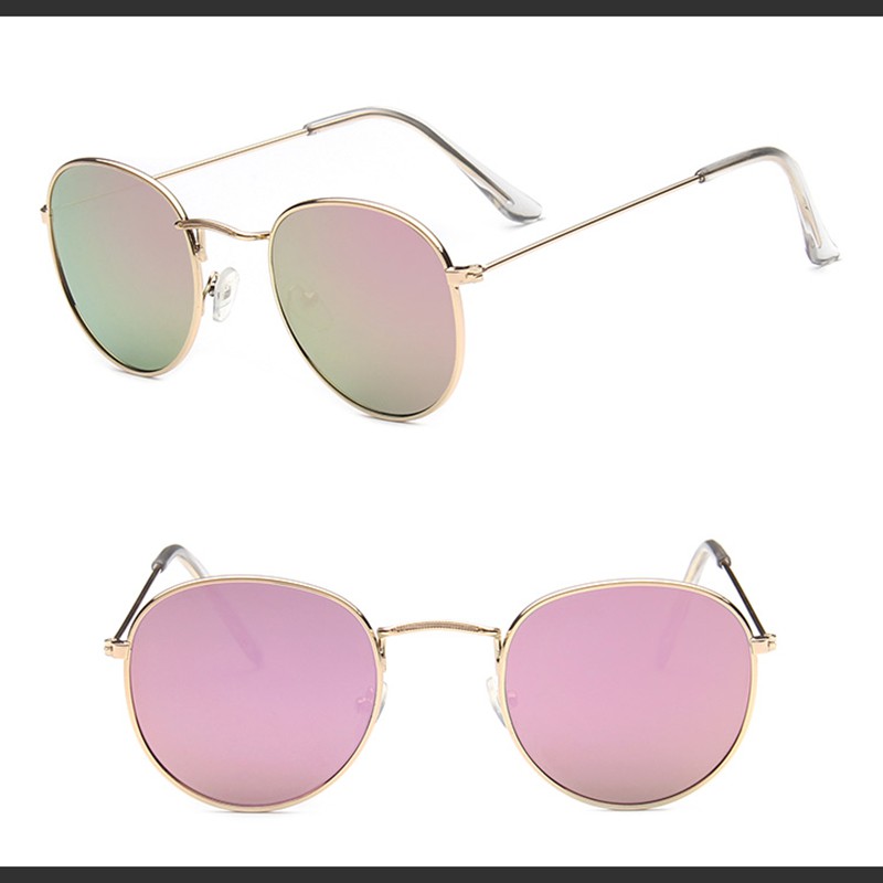Mata kính mát gọng kim loại tròn phong cách retro cổ điển