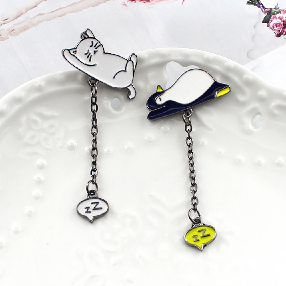 Ghim cài áo kim loại hình động vật ngủ dễ thương