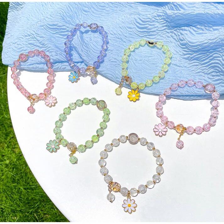 Vòng tay chuỗi hạt pha lê thiết kế đơn giản dễ thương