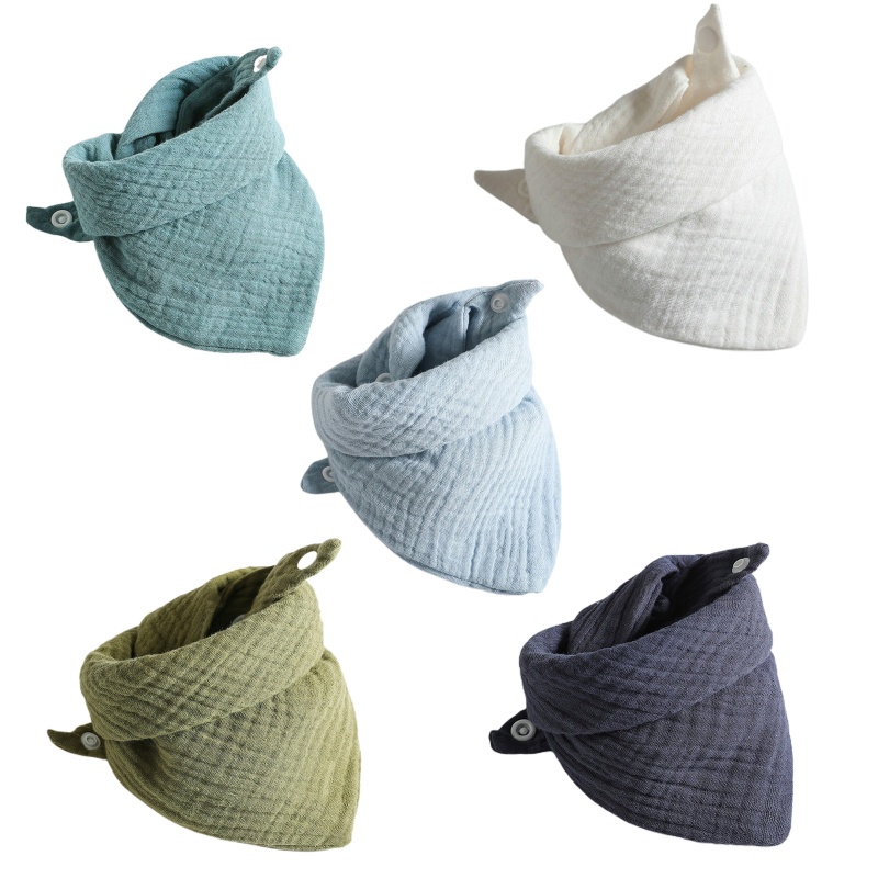 Bộ 5 Yếm Ăn Cotton Mềm Mại Hình Tam Giác Nút Bấm Có Thể Điều Chỉnh Cho Bé