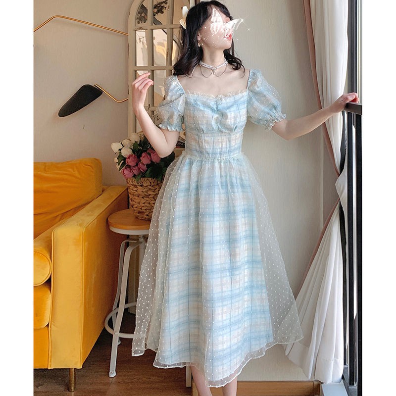 VÁY PHỐI LƯỚI TAY PHỒNG CÔNG CHÚA 4273