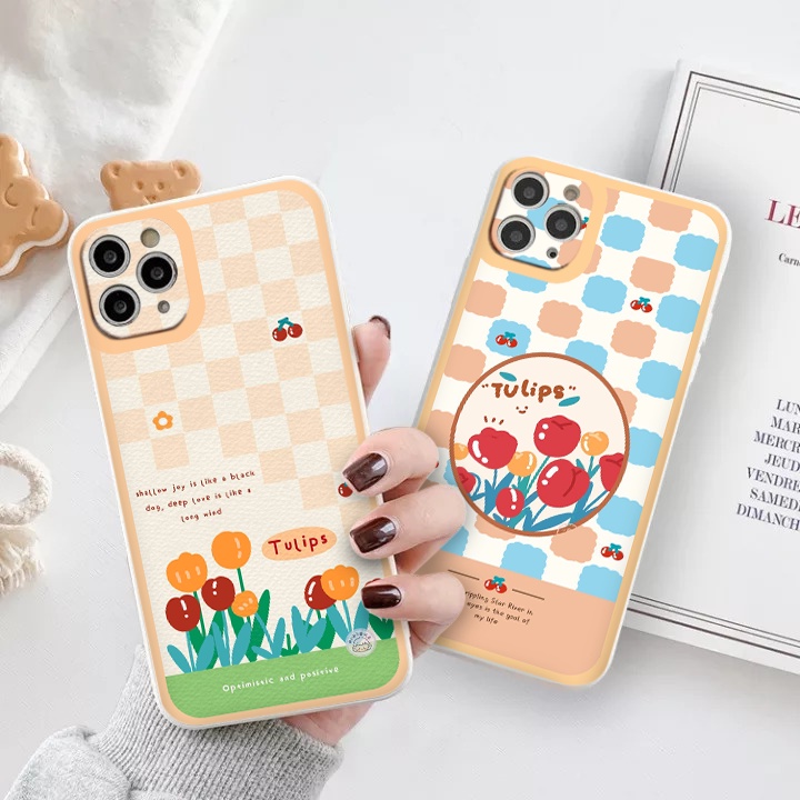 Ốp iphone hot trend  vuông cạnh ốp lưng iphone Hoa Tulip  6/6splus/7plus/8/8plus/xr/xs/12/13/pro/max/plus/promax tr1115