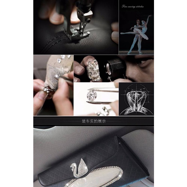 Diamond Swan Hanging Tissue Box for Car Creative Camellia Sun Visor Tissue Box Car Supplies Auto department store supplies