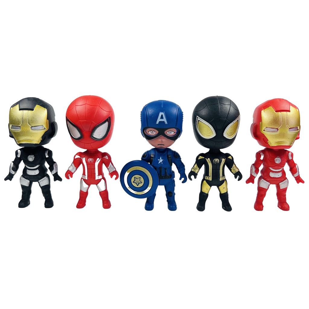 Mô Hình Siêu Anh Hùng Marvel 8cm - Iron Man, Người Nhện, Chặt Người Da Báo Đen Mỹ, Batman