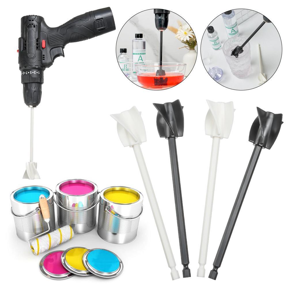 Bộ 4 Que Khuấy Bằng Nhựa Resin / Gốm Sứ / Epoxy Dùng Cho Máy Khoan Nghệ Thuật