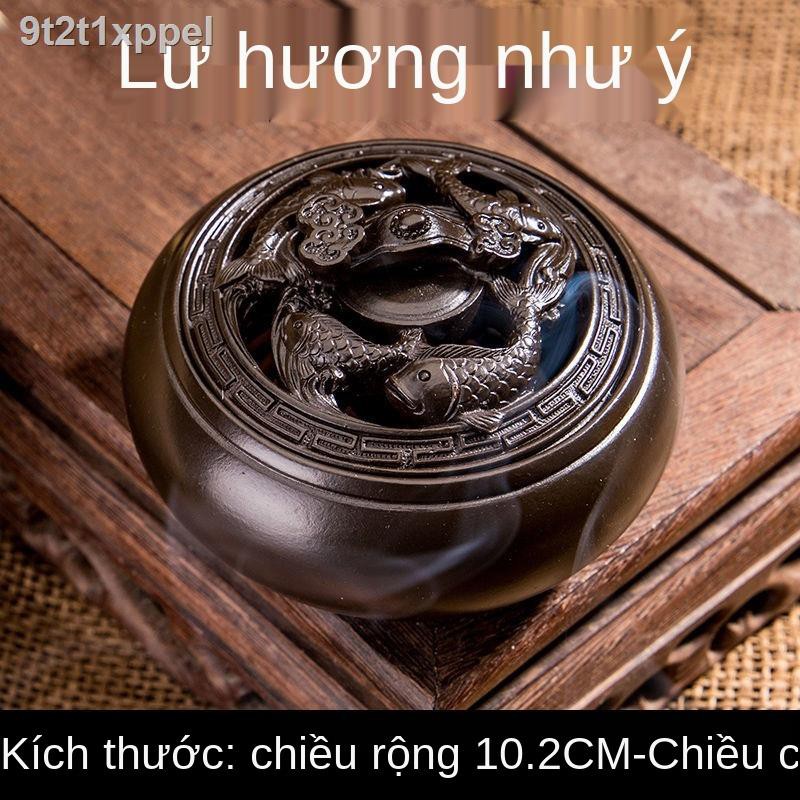 ✟[Có thể dùng làm gạt tàn] Lư hương retro sáng tạo tháp tượng phật cổ rồng phượng gốm sứ