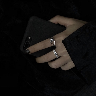 Bộ 2 Nhẫn Kim Loại Màu Bạc Phong Cách Punk Cá Tính Cho Nữ