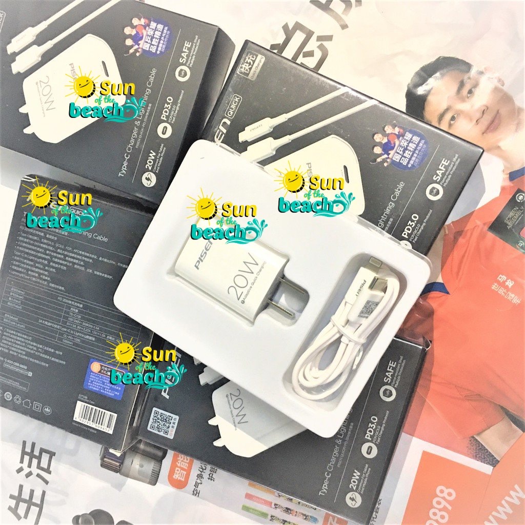 🌟CHUẨN🌟Củ cóc cốc dây cáp Bộ sạc siêu nhanh PD 20W PiSENNN IP 7 8 PLUS X XR XS MAX 11 12 13 14 MINI Pro MAX chống cháy