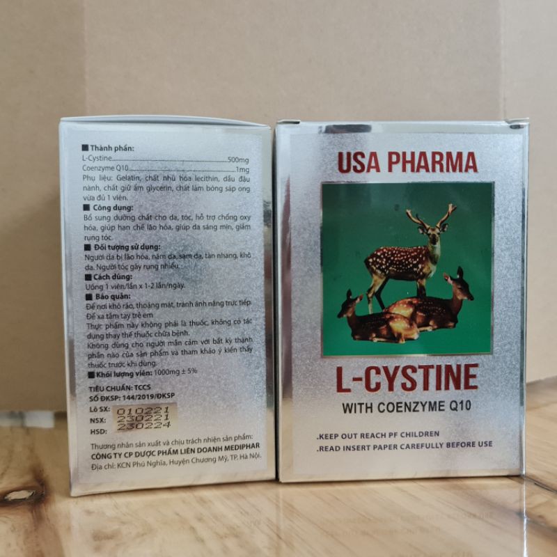 Viên uống L-CYSTINE (hộp 60 viên) ngăn ngừa rụng tóc nám tàn nhang