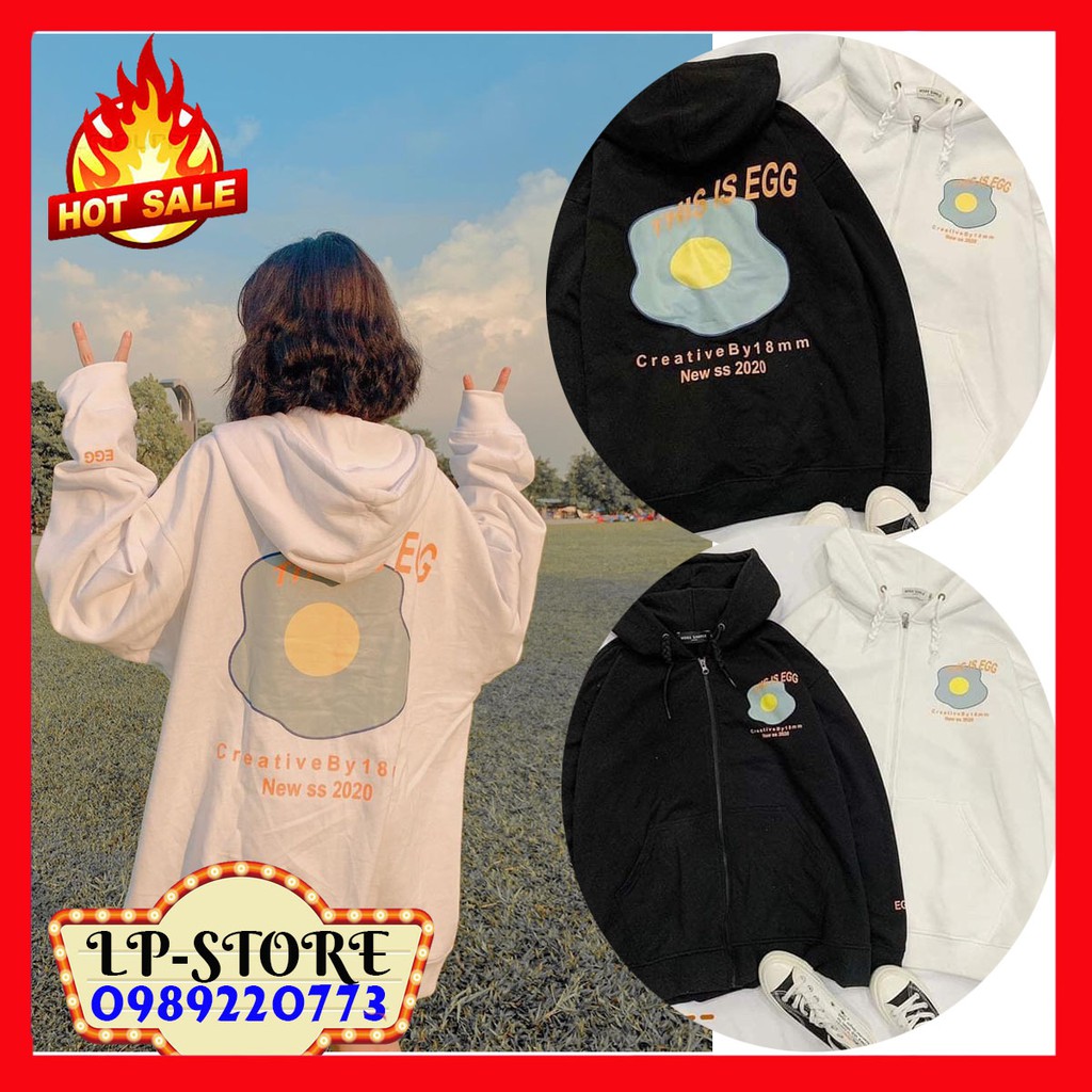 Áo Khoác Hoodie Nỉ Ngoại EGG 2 Màu ( kèm ảnh thật )