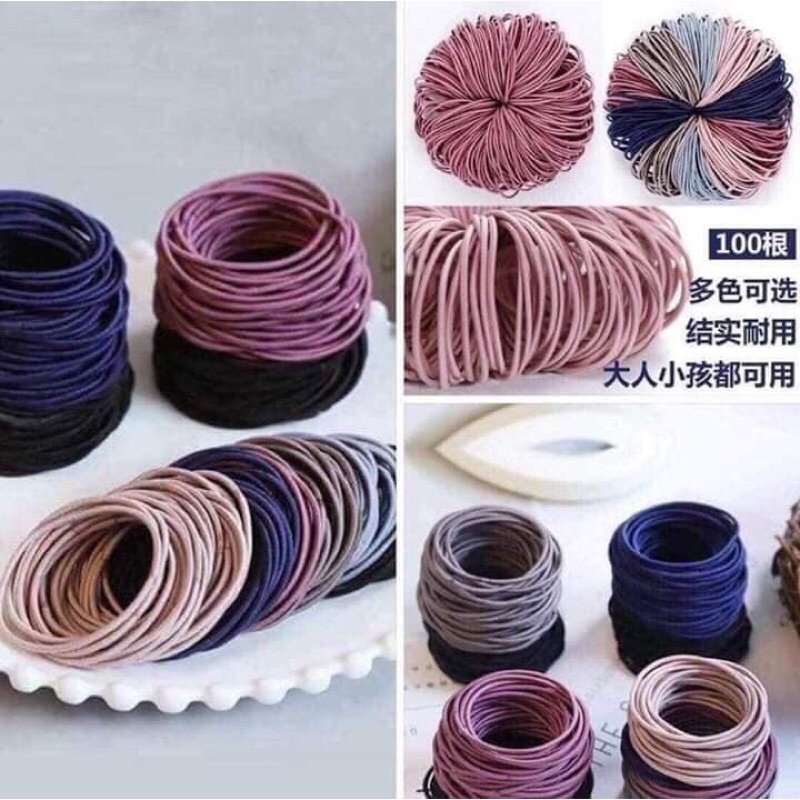 SÉT 100 DÂY CHUN CỘT TÓC SIÊU DAI NHIỀU MÀU