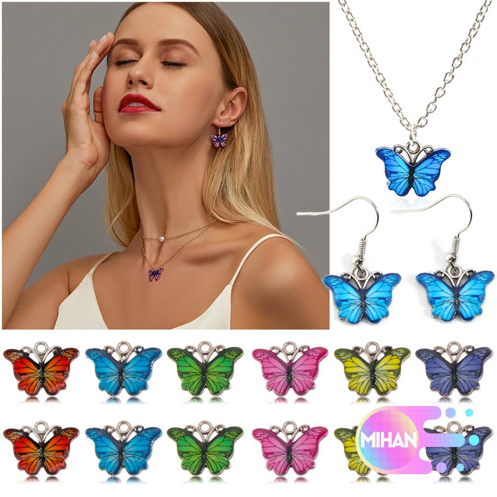 MIHAN1 10PCS Gift Cute Animal Charms Alloy Jewellery Making Butterfly Pendant Fashion Multicolor Enamel DIY Accessories Handmade Necklace Earring Crafting/Multicolor