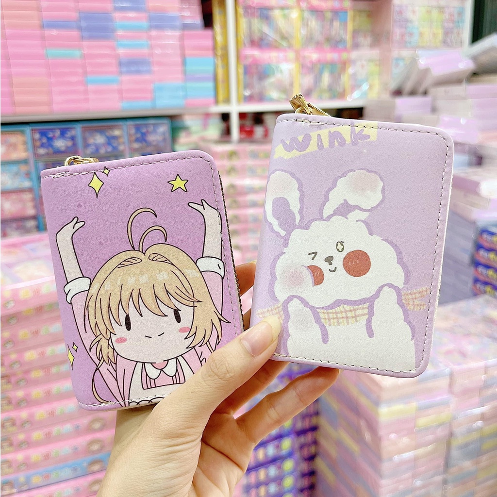 Ví Ngắn Nữ Cầm Tay Mini Khóa Kéo Hoạt Hình Dễ Thương 12x10x2cm - Giao hình ngẫu nhiên