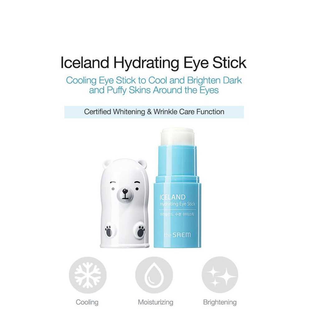 [ HÀNG CHÍNH HÃNG] Thanh Lăn Dưỡng Mắt Giảm Nhăn Ngăn Ngừa Thâm Quầng Mắt  The Saem  Iceland Hydrating Eye Stick 7g | BigBuy360 - bigbuy360.vn