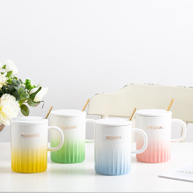 (Hàng Đẹp) Ly Sứ Cao Cấp Cho Dân Văn Phòng, An toàn sức khỏe – Khơi nguồn sáng tạo.Kèm nắp đậy và thìa.