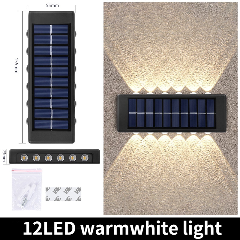 Đèn 12 LED Gắn Tường Năng Lượng Mặt Trời Trang Trí Sân Vườn