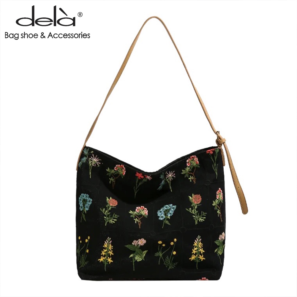 Dela Túi Xách canvas Cỡ Lớn Thêu Họa Tiết Thời Trang Cho Nữ