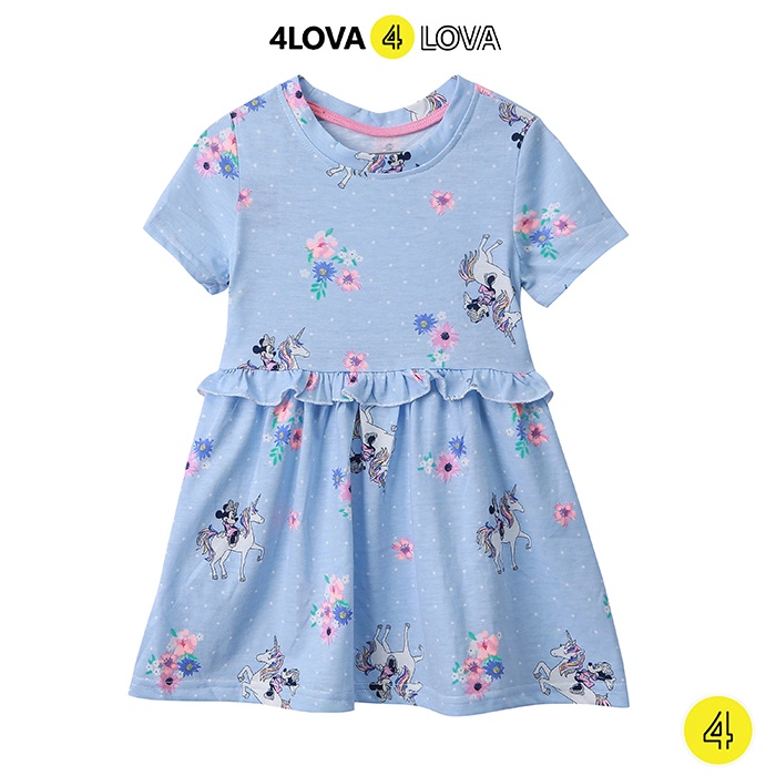 Váy thun cotton cho bé gái 4LOVA  chất cotton mềm mại thấm hút mồ hôi xinh xắn hàng chính hãng