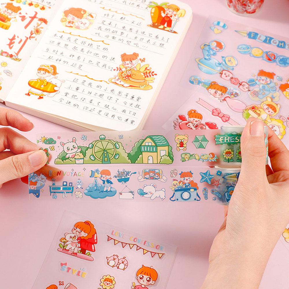 Bộ Nhãn Dán Trang Trí Sổ Tay / Nhật Ký Hình Thỏ / Gấu Hoạt Hình Dễ Thương DIY