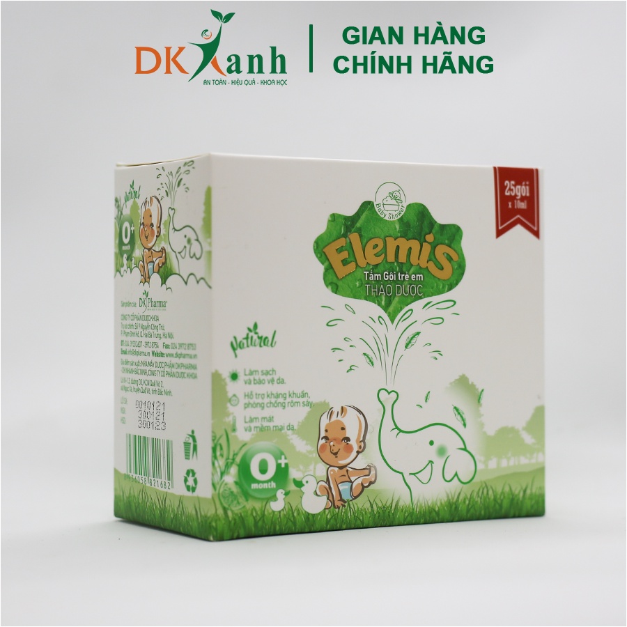 Nước tắm thảo dược cho bé Elemis - DK Pharma, hộp 25 gói 10ml / gói