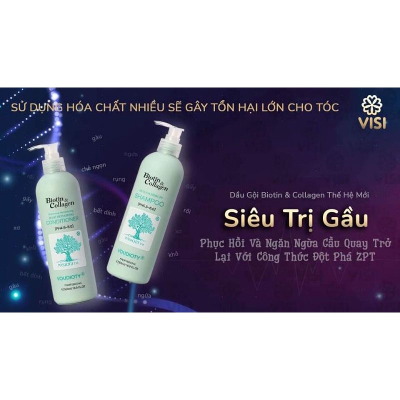 {CHÍNH HÃNG MẪU MỚI} DẦU GỘI XẢ BIOTIN COLLAGEN VOUDIOTY NEW SIÊU MỀM MƯỢT CHO TÓC KHÔ PHỤC HỒI TÓC- 500ml -1000ml