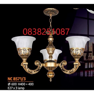 Đèn Chùm Xi Đồng Cổ Điển 8571.3 TẶNG BÓNG LED