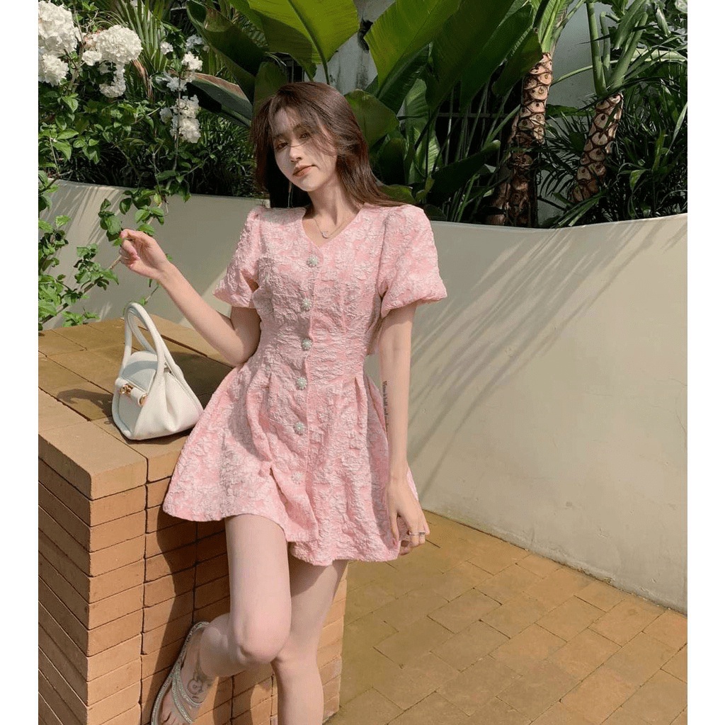 ĐẦM NỮ TEEN GẤM XỐP HỞ LƯNG TRẺ TRUNG NĂNG ĐỘNG DỰ TIỆC CHANH SẢ