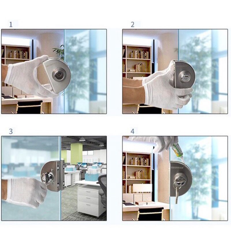 KHÓA CỬA KÍNH CƯỜNG LỰC - KHÓA BÁN NGUYỆT ĐƠN/ĐÔI , INOX CAO CẤP