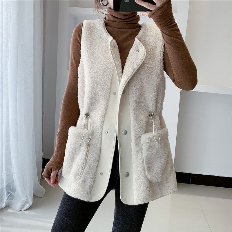 Áo khoác lông cừu một mảnh không tay thời trang 2021 2021 cho nữ | BigBuy360 - bigbuy360.vn
