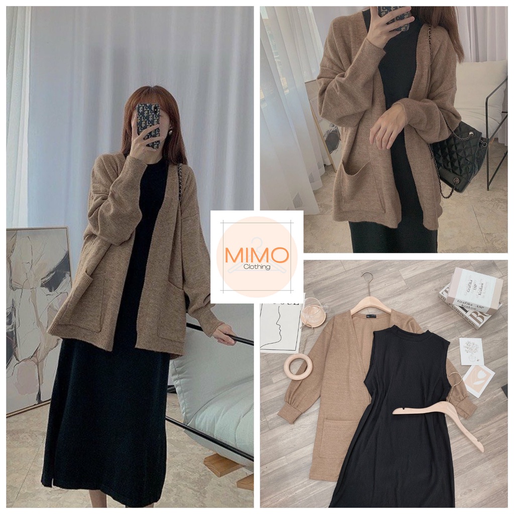 [MUA 1 ĐƯỢC 2] SET ÁO KHOÁC LEN DÀY MIX VÁY TĂM LEN HOT HIT CẬP BẾN