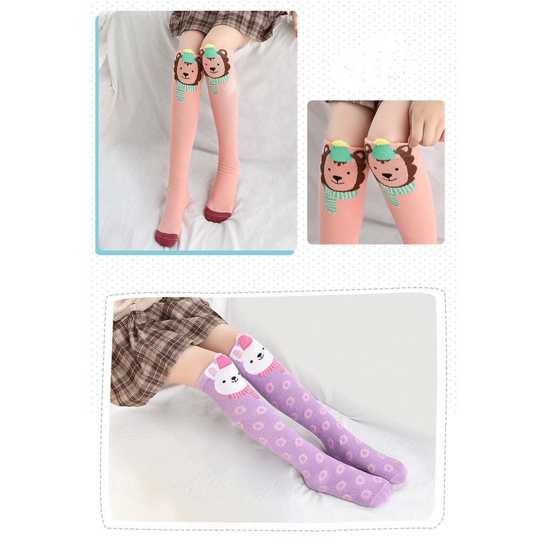 Tất Đầu Gối Hoạ Tiết Kẻ Sọc Hoạ Tiết Hoạt Hình Cho Bé Gái