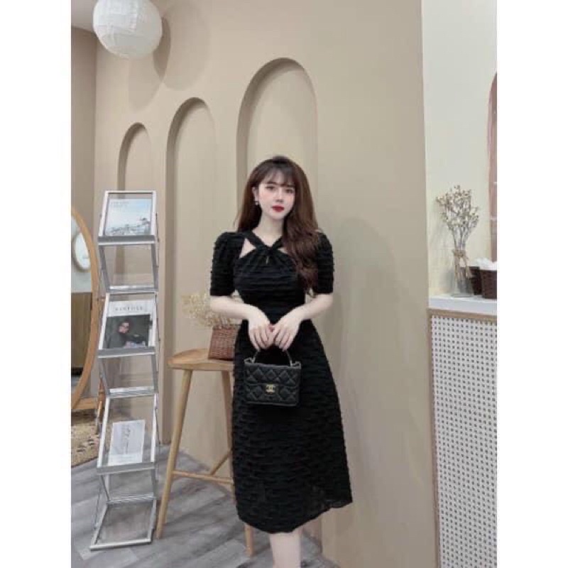 Đầm xoắn ngực xoắn nước bigsize