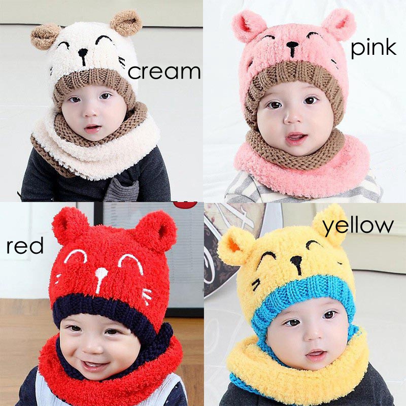 Mũ len cotton hoạt hình ấm áp cho bé vào mùa đông