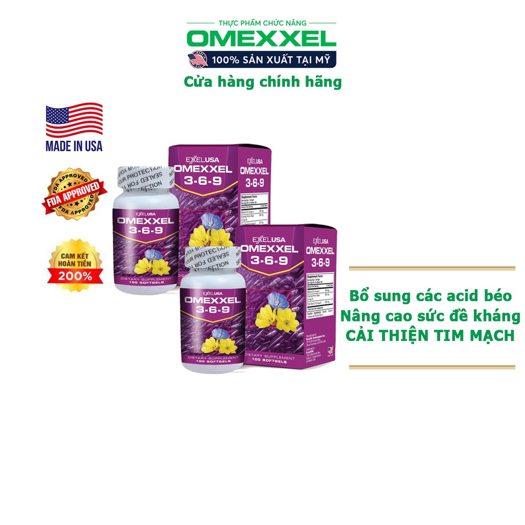 Combo 2 lọ viên uống tim mạch Omexxel 3-6-9 (100 viên/ lọ) - Xuất xứ Mỹ