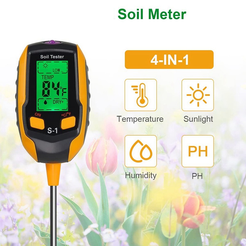 Máy Đo Độ Ẩm Đất / Độ PH / Nhiệt Độ / Độ Ẩm / Đất 4 Trong 1