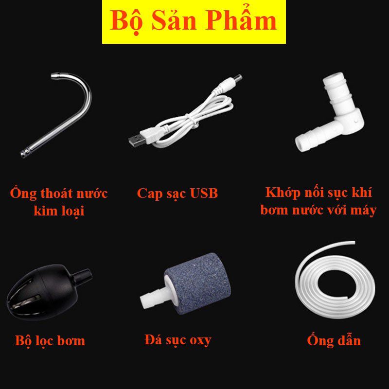 Máy sục oxy hồ cá, sục khí bể cá, lọc nước bơm nước và xả nước Đa Năng LINNHUE-