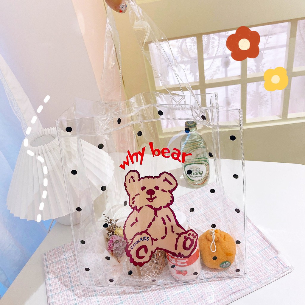 Túi xách tote trong gấu thỏ hoppang TXT11 túi xách Hologram túi Ulzzang cute dễ thương thời trang