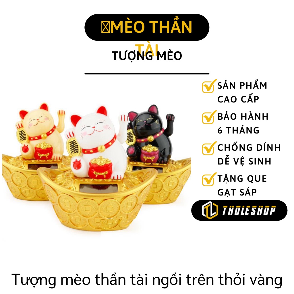 Mèo Thần Tài - Mèo May Mắn Ngồi Trên Thỏi Vàng, Vật Phong Thuỷ Mang Lại May Mắn 7518