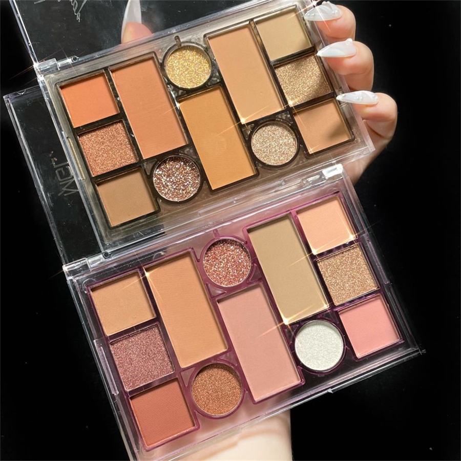 Bảng Phấn Mắt 9 / 12 Màu Lì Lấp Lánh Tông Đất Kháng Nước Kèm 20 Cọ Trang Điểm