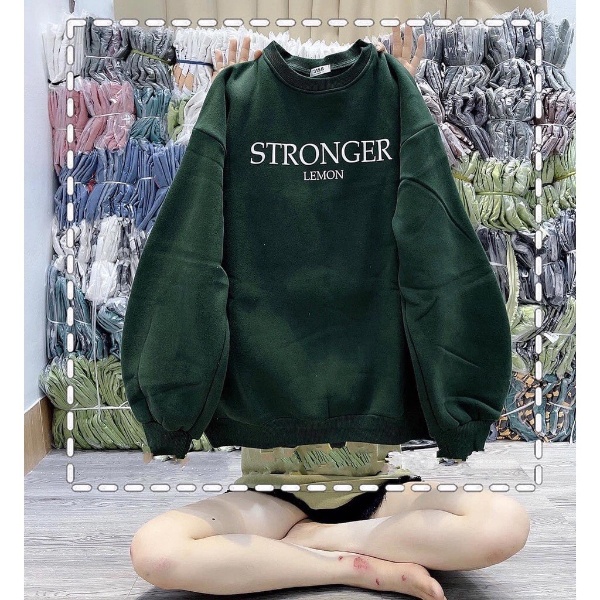 Áo nỉ Stonger in chữ, Áo Sweater nỉ Nam Nữ form rộng Unisex phong cách cá tính