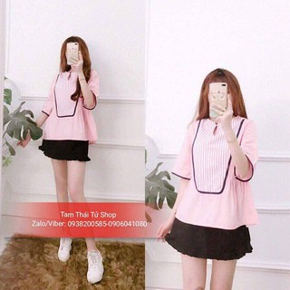 ÁO BABYDOLL PHỐI SỌC CỔ TRÒN
